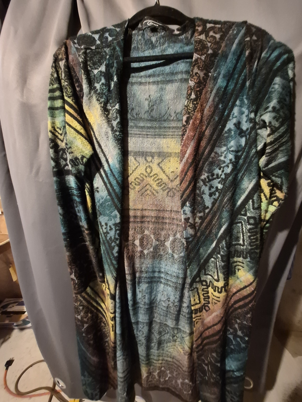 Open Front Multi-Color Patterned Cardigan Jacket